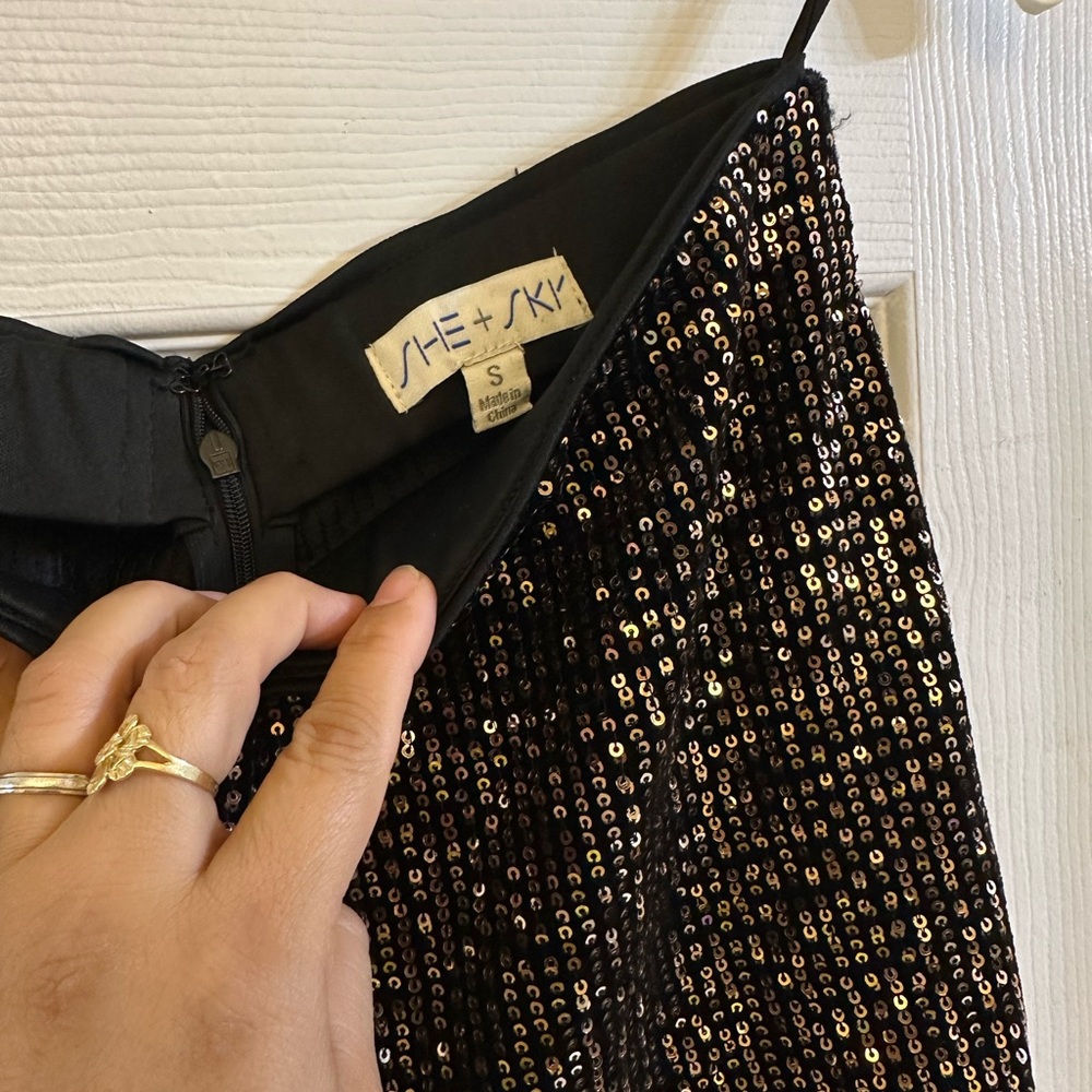 She + Sky Black Sequin Skirt
